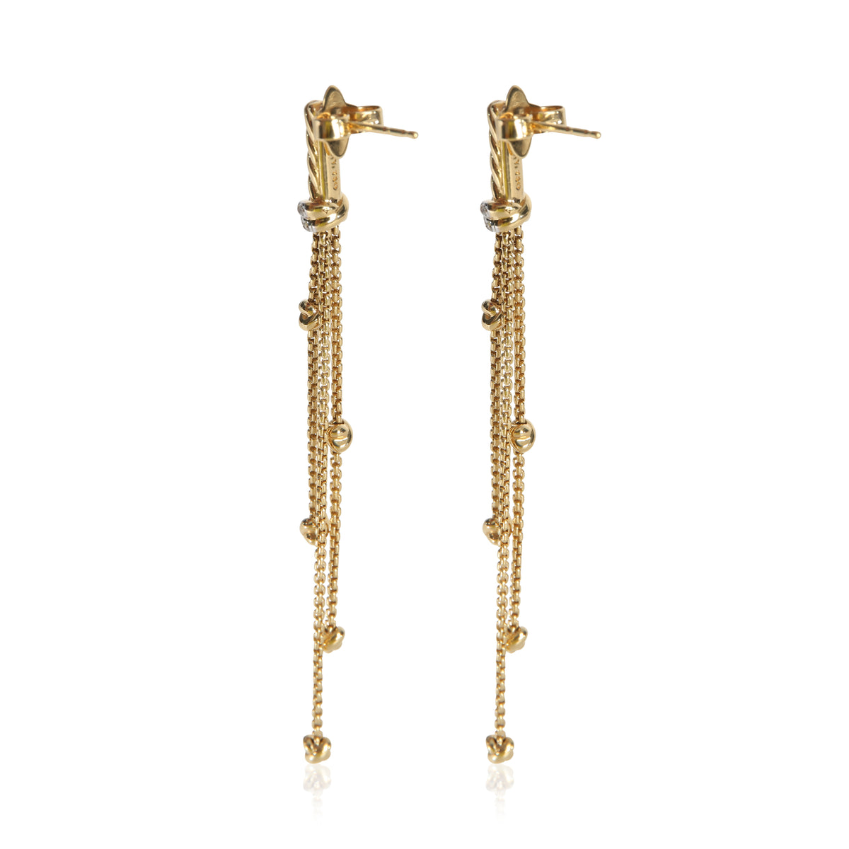 David Yurman Yellow Gold Diamond Petite Helena Chain Drop Earrings pv