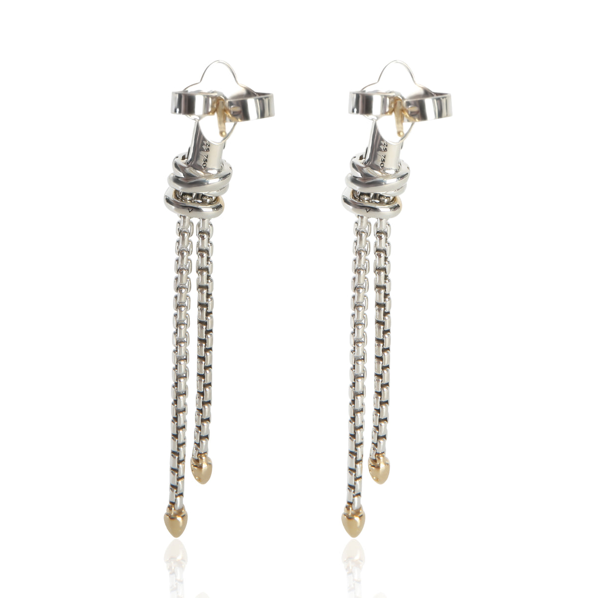 David Yurman Yellow Gold & Sterling Silver Diamond Petite Helena Earrings bv
