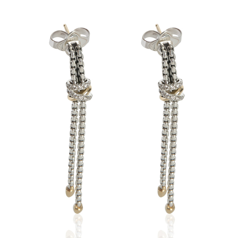 David Yurman Yellow Gold & Sterling Silver Diamond Petite Helena Earrings fv