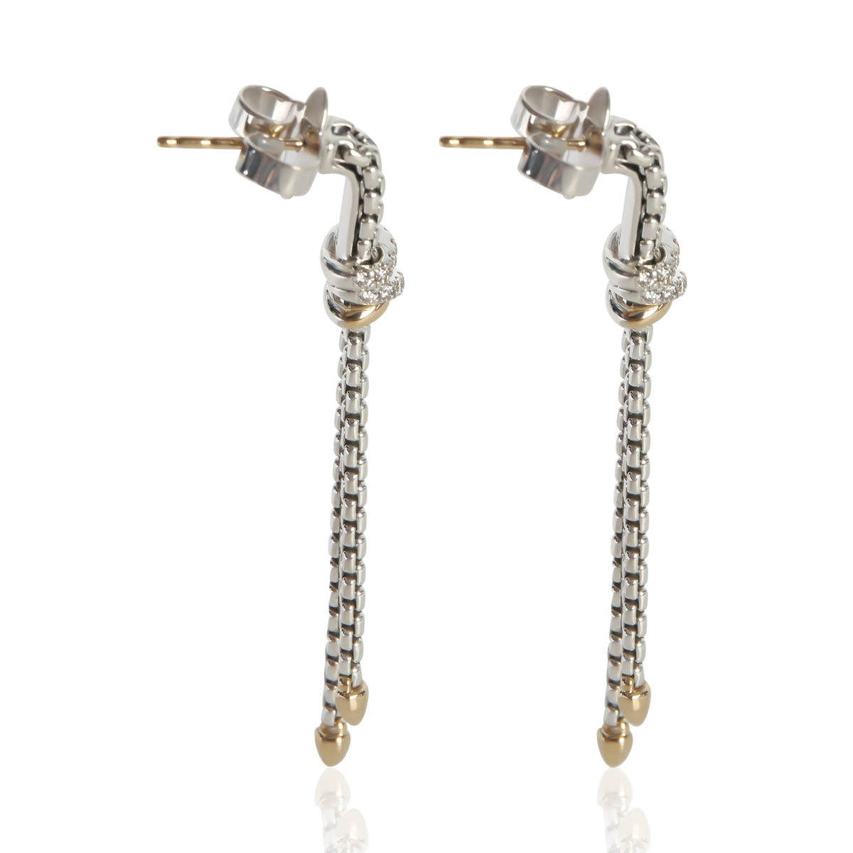 David Yurman Yellow Gold & Sterling Silver Diamond Petite Helena Earrings pv