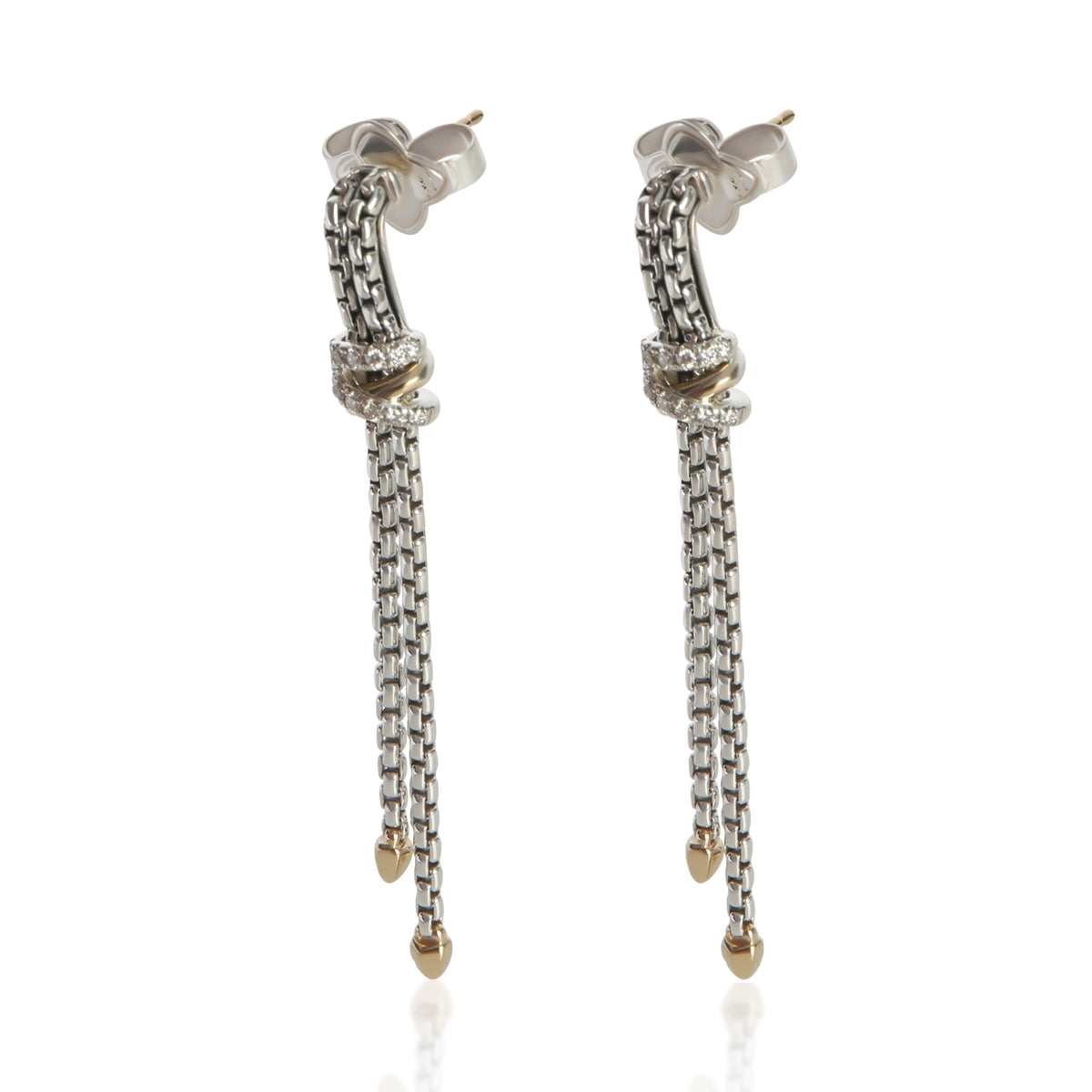 David Yurman Yellow Gold & Sterling Silver Diamond Petite Helena Earrings sv