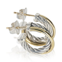 David Yurman 1/4 18K Yellow Gold & Sterling Silver Crossover Hoop Earrings pv