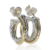 David Yurman 1/4 18K Yellow Gold & Sterling Silver Crossover Hoop Earrings sv