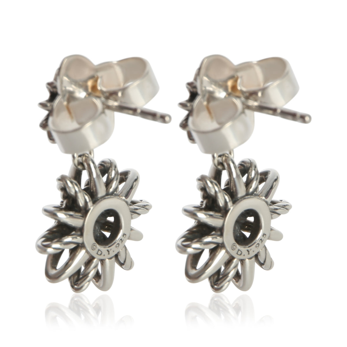 David Yurman Sterling Silver Diamond Starburst Earrings sv