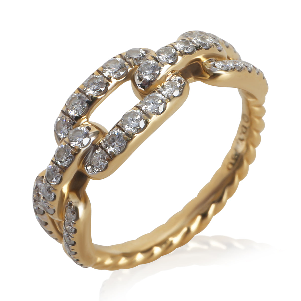 David Yurman Yellow Gold Diamond Stax Chain Link Ring bv