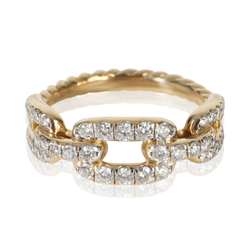 David Yurman Yellow Gold Diamond Stax Chain Link Ring fv