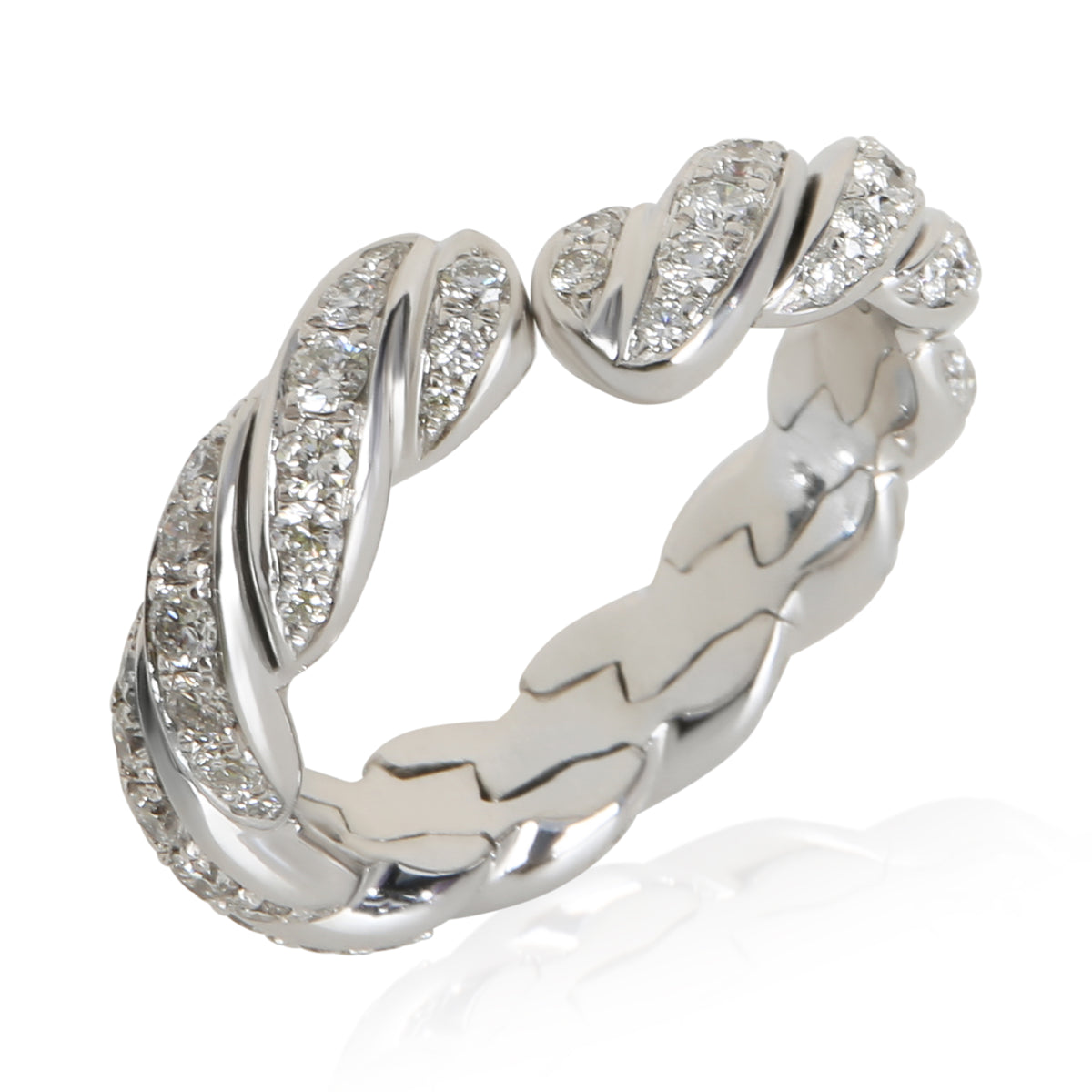 David Yurman White Gold Diamond Sculpted Cable Flex Ring bv