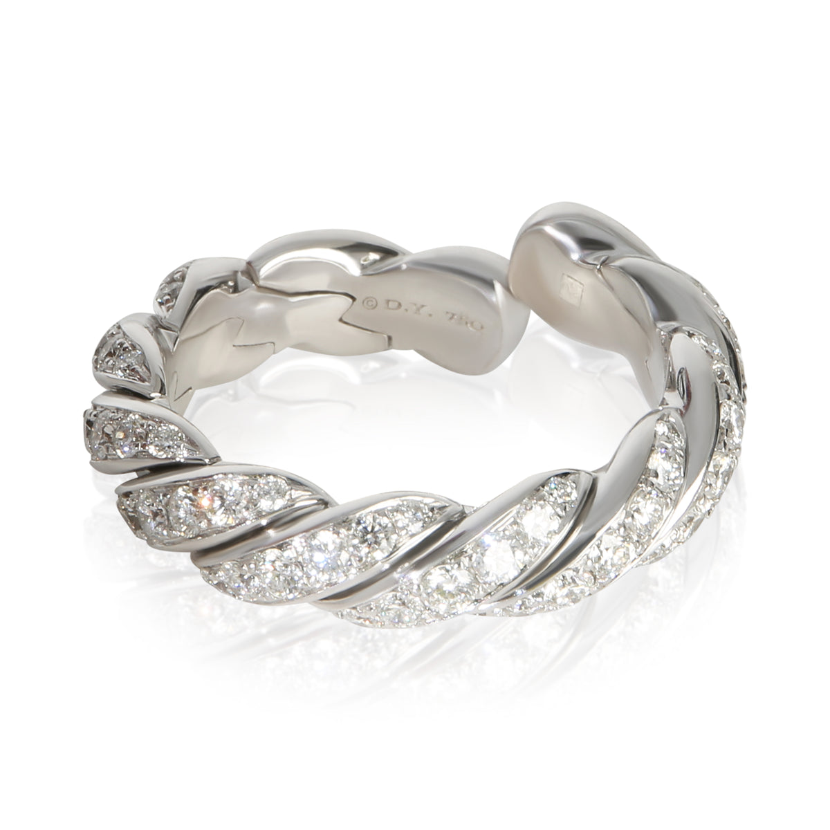 David Yurman White Gold Diamond Sculpted Cable Flex Ring pv