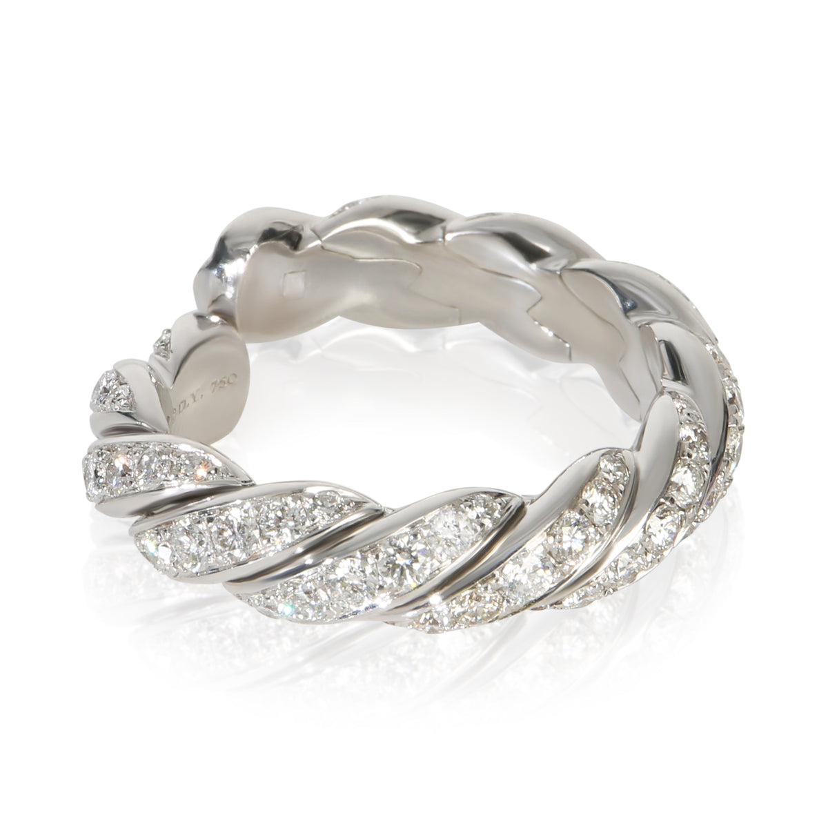 David Yurman White Gold Diamond Sculpted Cable Flex Ring sv