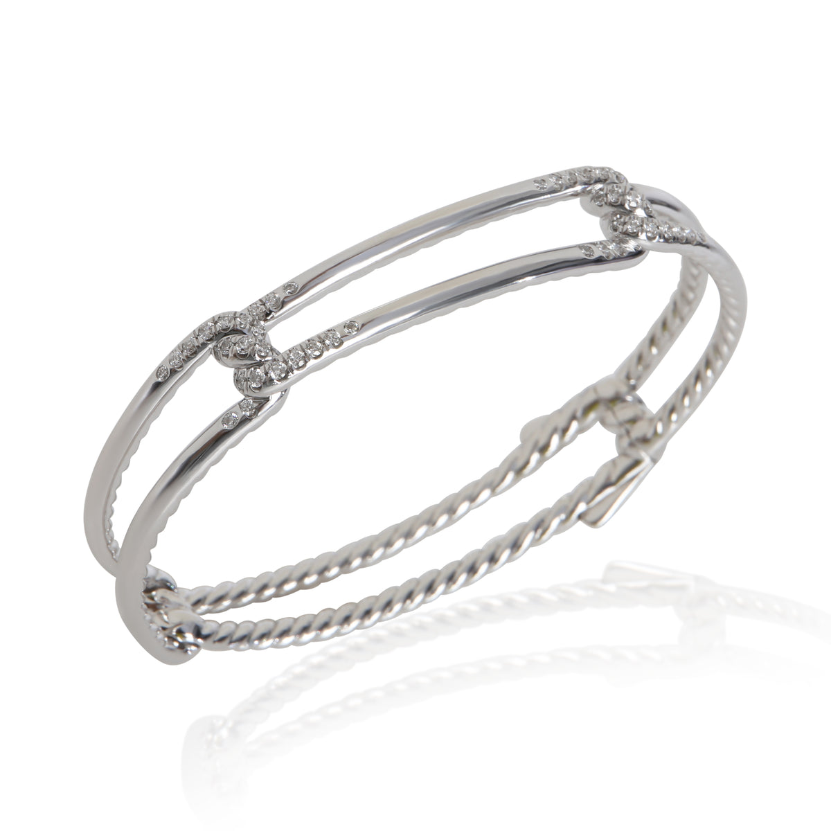 David Yurman White Gold Diamond Continuance Bracelet bv