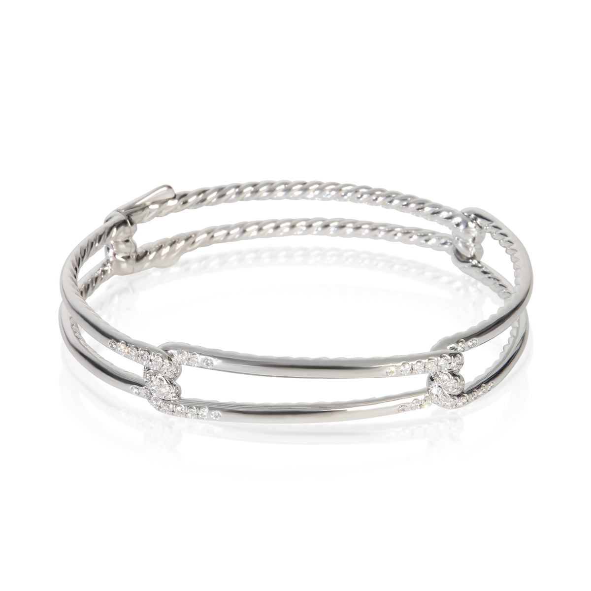 David Yurman White Gold Diamond Continuance Bracelet fv
