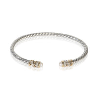 David Yurman Yellow Gold & Sterling Silver Pearl and Diamond Petite Helena Brace fv
