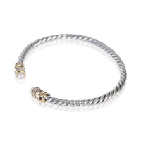David Yurman Yellow Gold & Sterling Silver Pearl and Diamond Petite Helena Brace sv