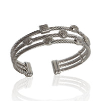David Yurman Sterling Silver Diamond Confetti 3 Row Bracelet bv