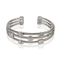 David Yurman Sterling Silver Diamond Confetti 3 Row Bracelet fv
