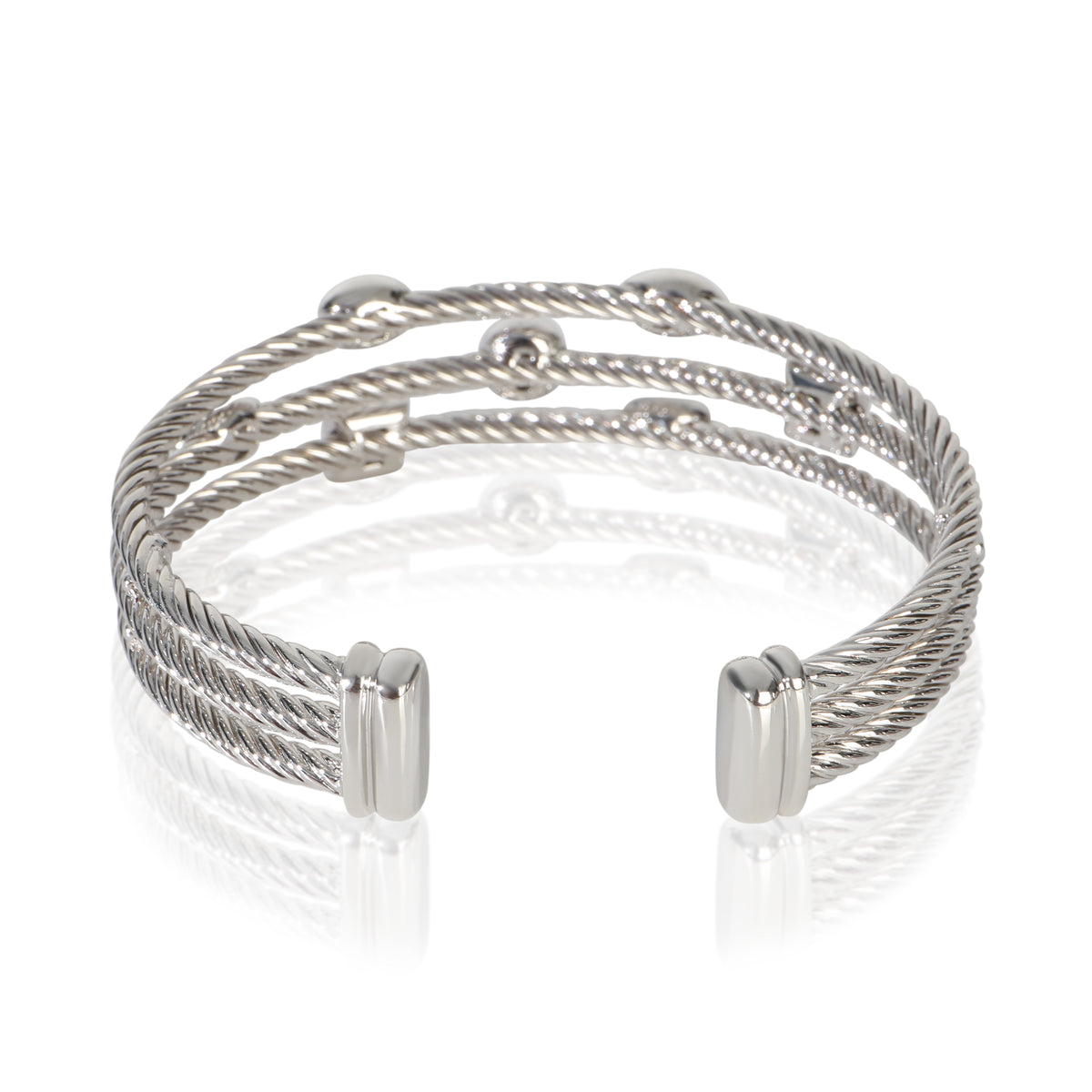 David Yurman Sterling Silver Diamond Confetti 3 Row Bracelet pv