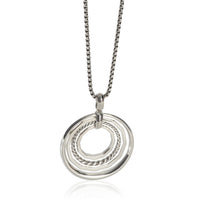David Yurman Sterling Silver Diamond Medium Model Stax Pendant fv