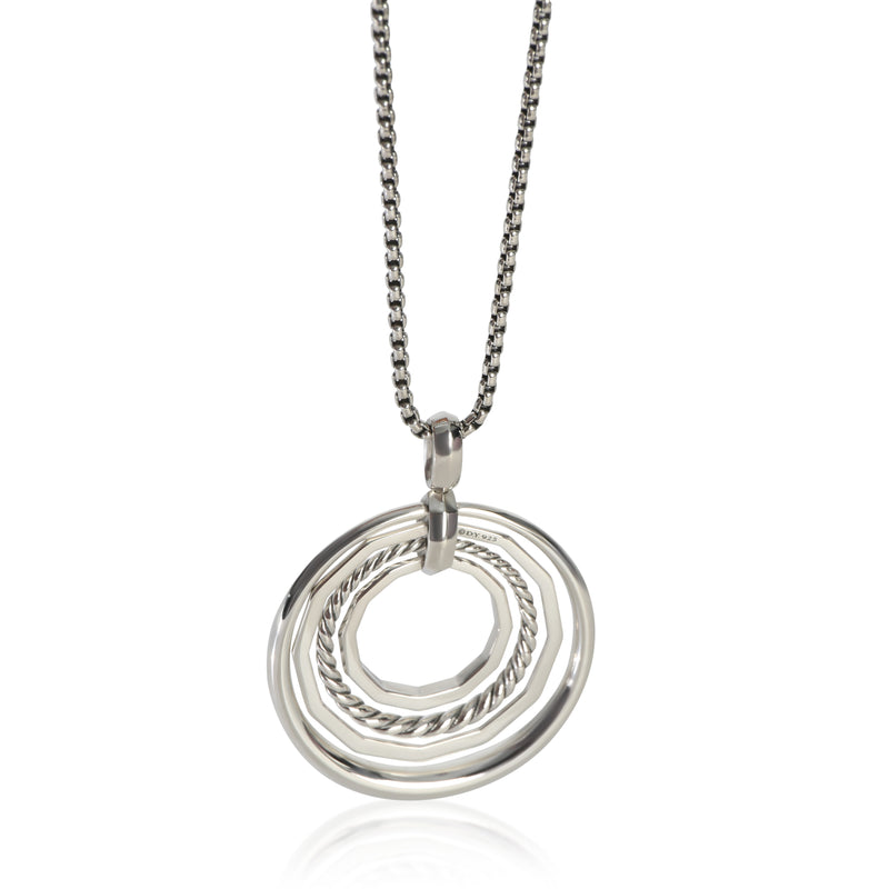David Yurman Sterling Silver Diamond Medium Model Stax Pendant fv