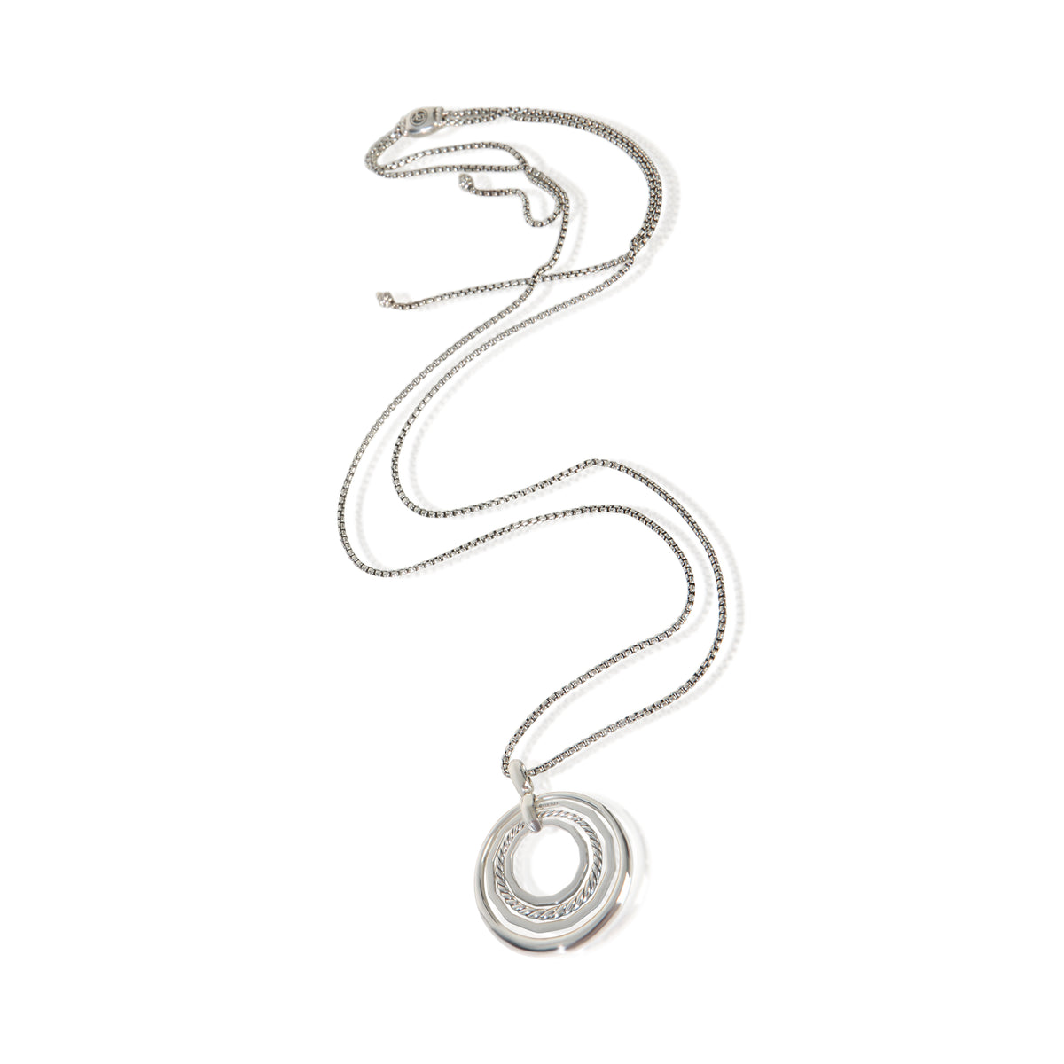 David Yurman Sterling Silver Diamond Medium Model Stax Pendant pv