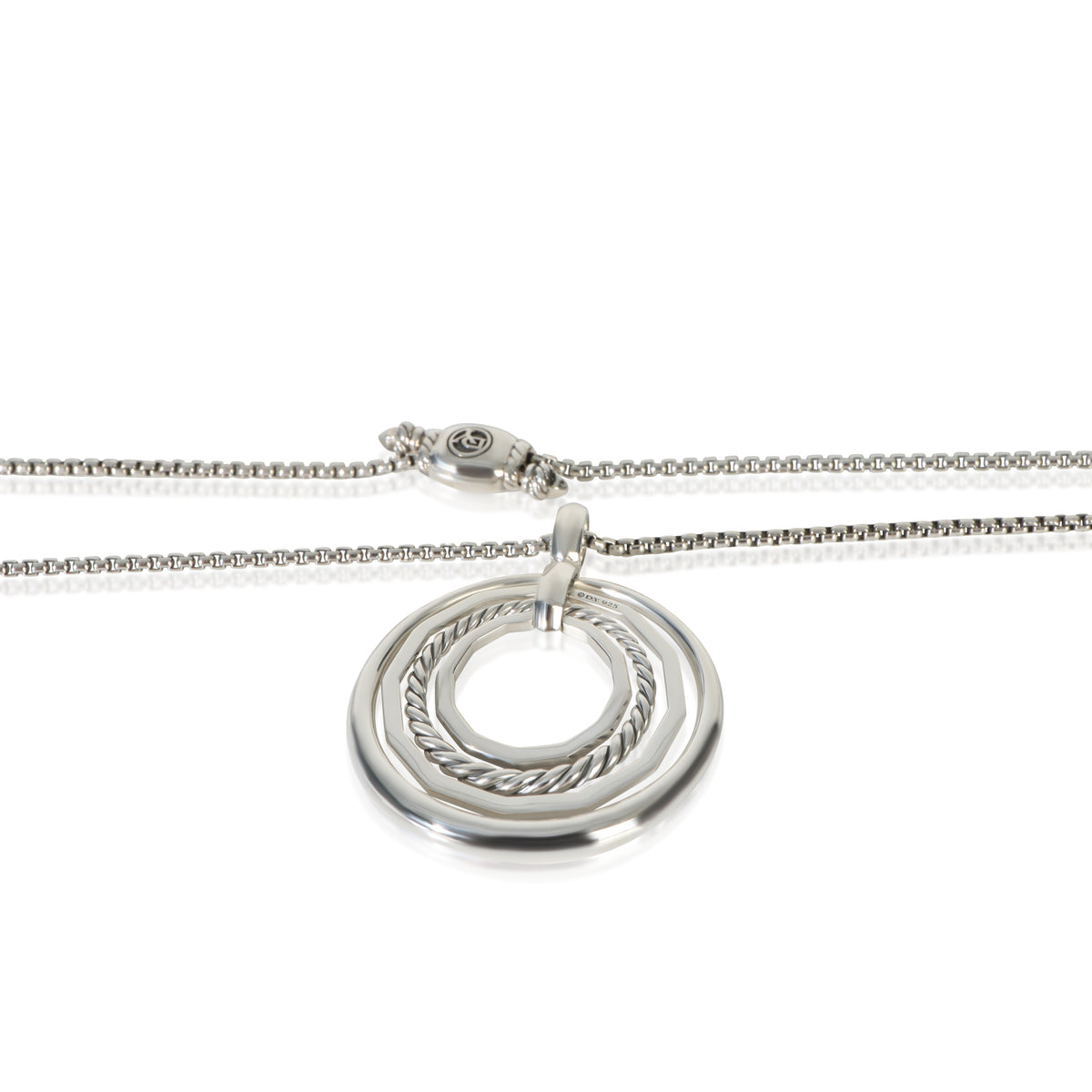 David Yurman Sterling Silver Diamond Medium Model Stax Pendant sv