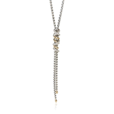 David Yurman Yellow Gold & Sterling Silver Diamond Helena Lariat Necklace fv