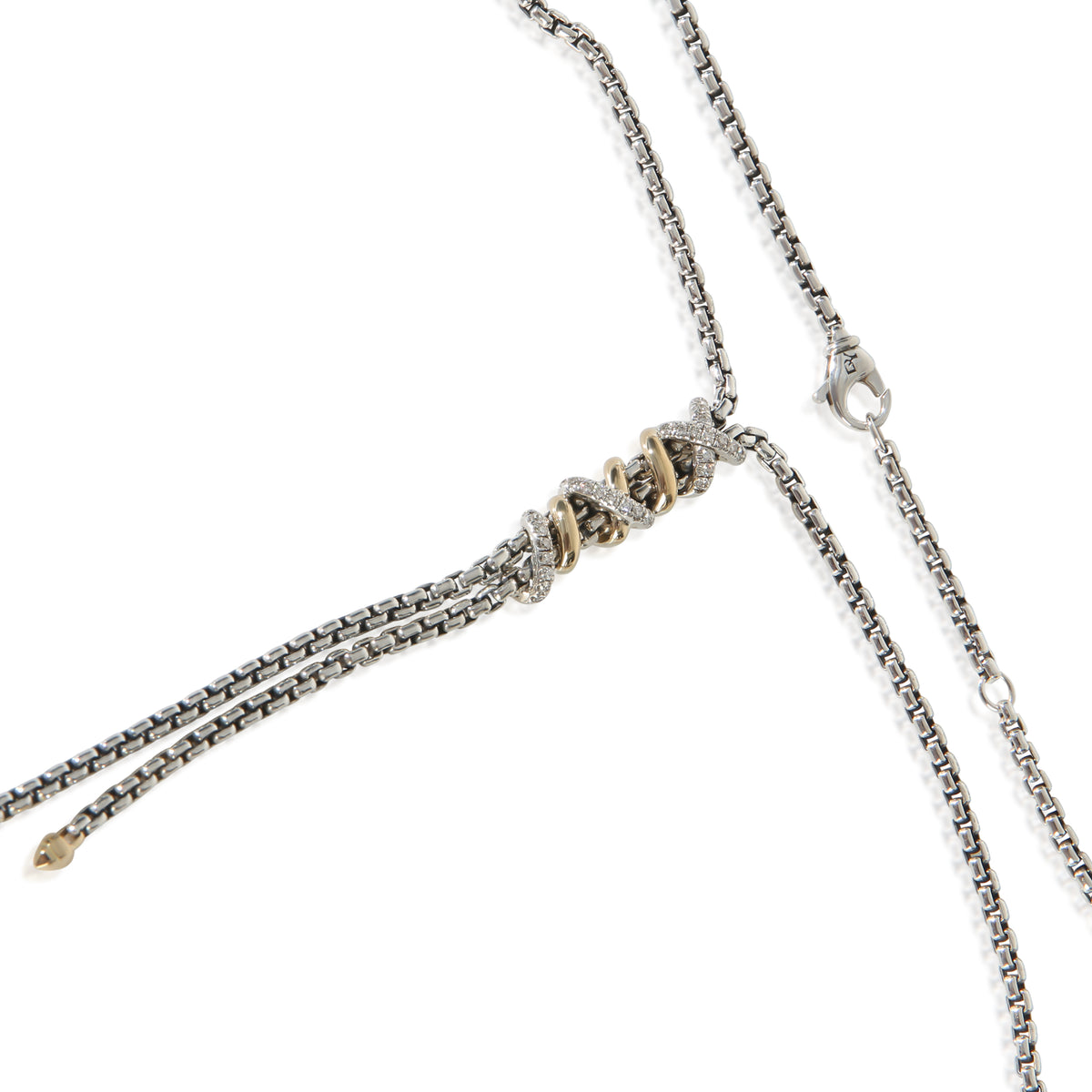 David Yurman Yellow Gold & Sterling Silver Diamond Helena Lariat Necklace sv