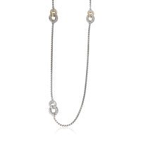 David Yurman Yellow Gold & Sterling Silver  Belmont Curb Link Four Station Neckl fv