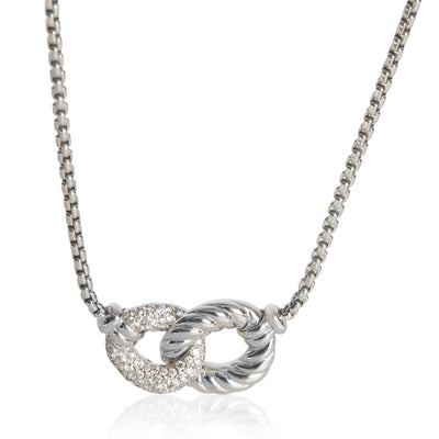 David Yurman Sterling Silver Diamond Belmont Double Link Pendant fv
