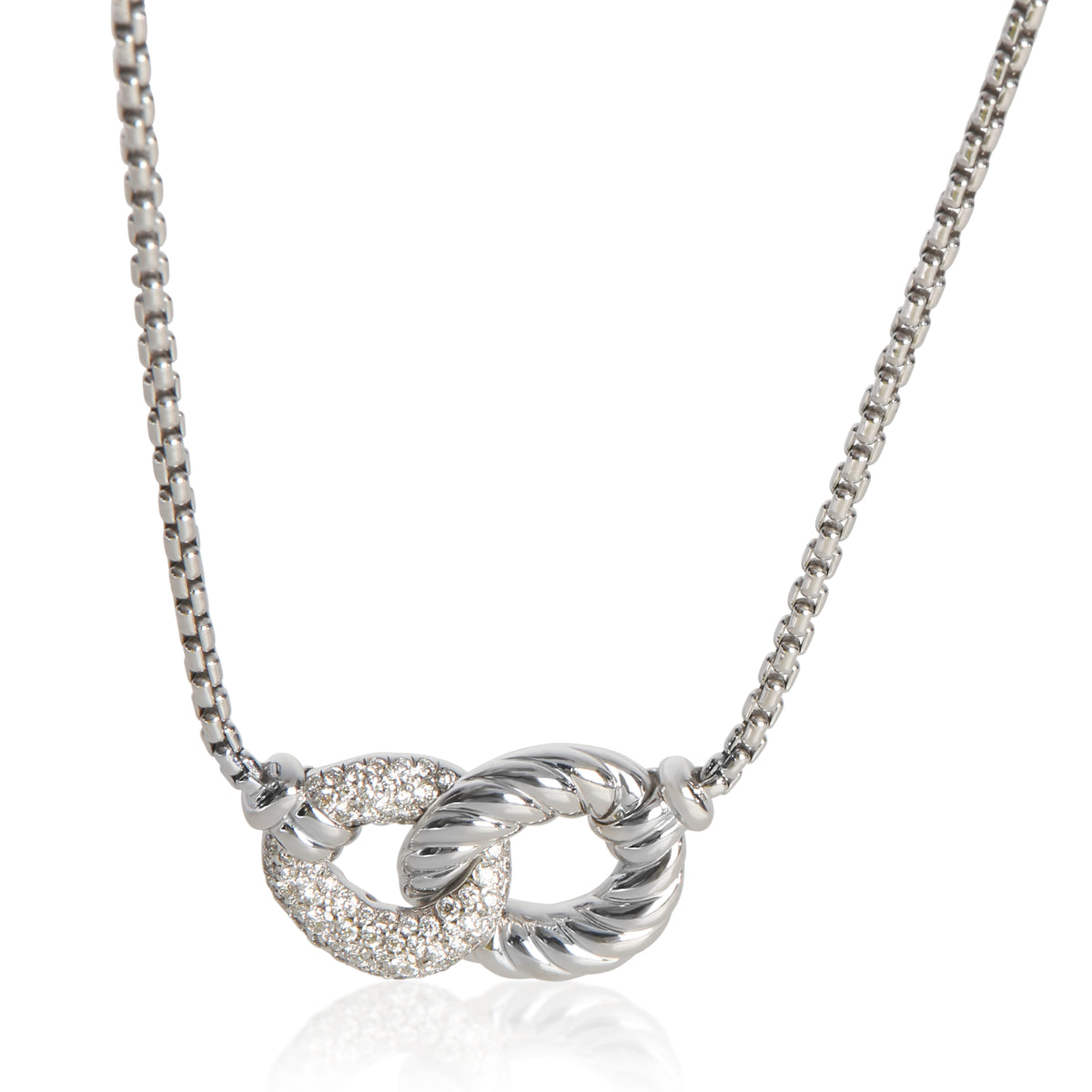 David Yurman Sterling Silver Diamond Belmont Double Link Pendant fv