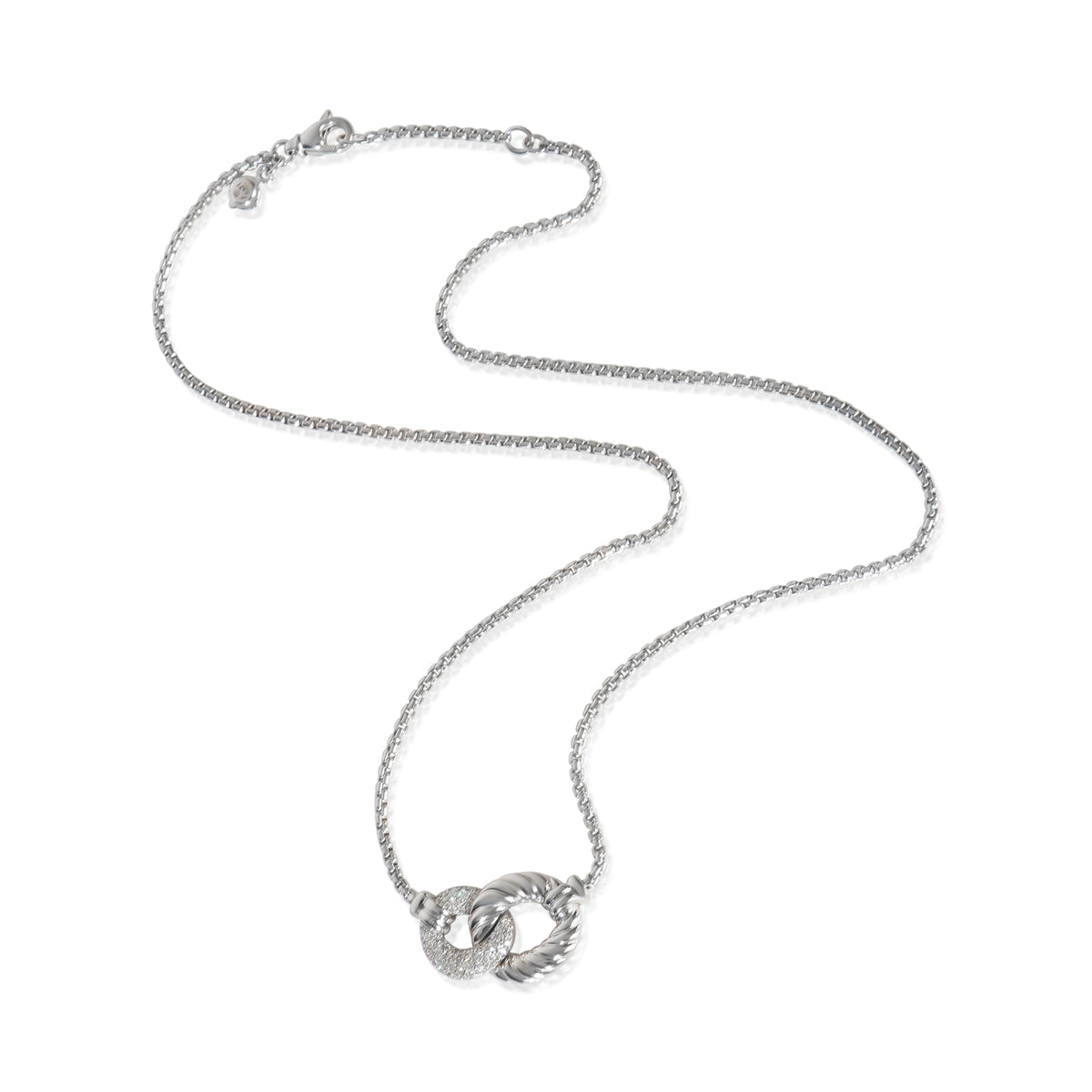 David Yurman Sterling Silver Diamond Belmont Double Link Pendant pv