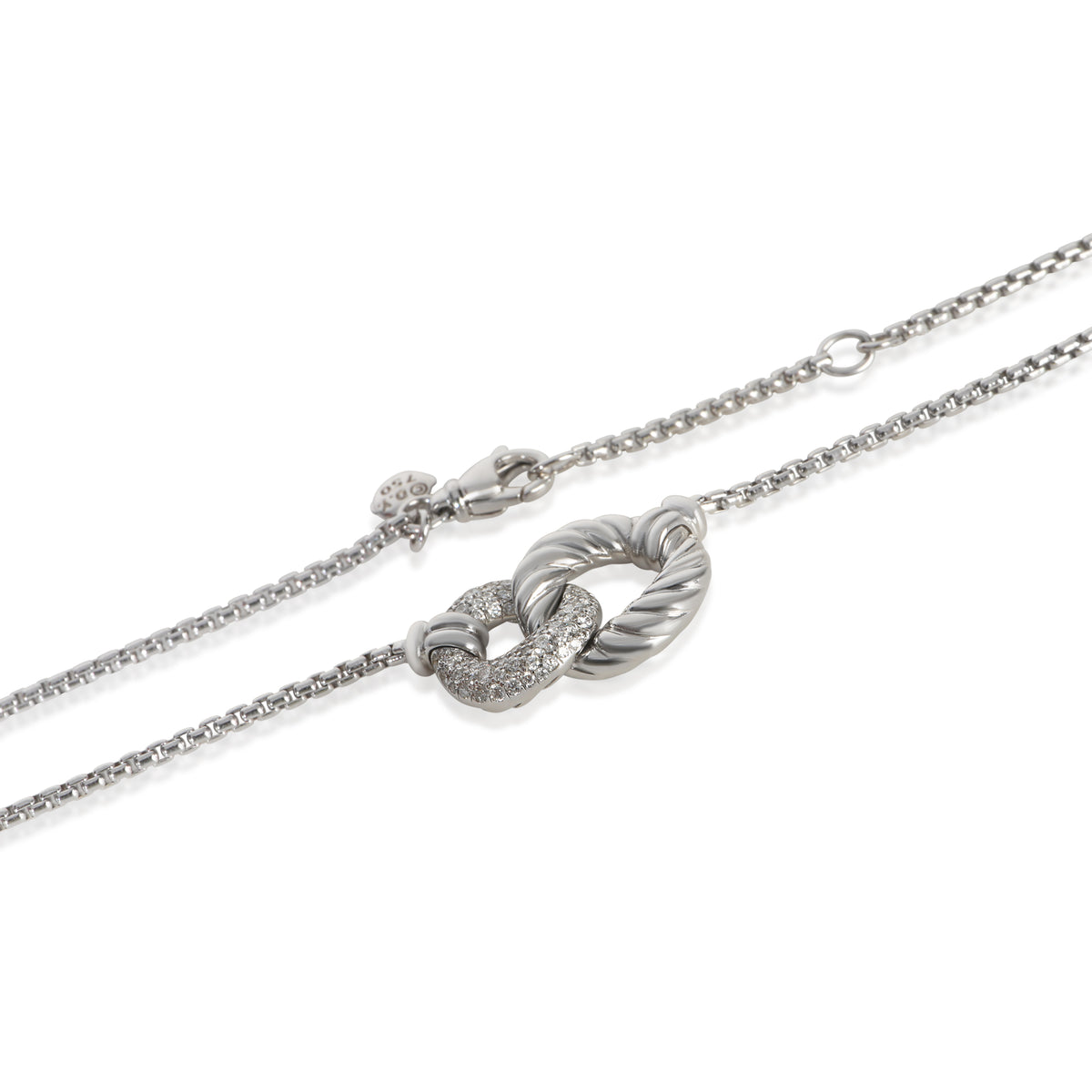 David Yurman Sterling Silver Diamond Belmont Double Link Pendant sv