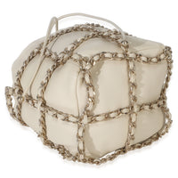 Chanel White Lambskin Chain Frame Drawstring Bucket Bag Handbag 7