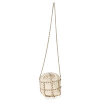 Chanel White Lambskin Chain Frame Drawstring Bucket Bag Handbag 8