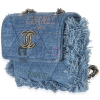 Chanel Blue Quilted Denim Denim Mood Clutch With Chain Handbag 2