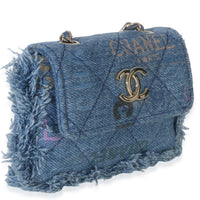 Chanel Blue Quilted Denim Denim Mood Clutch With Chain Handbag 3
