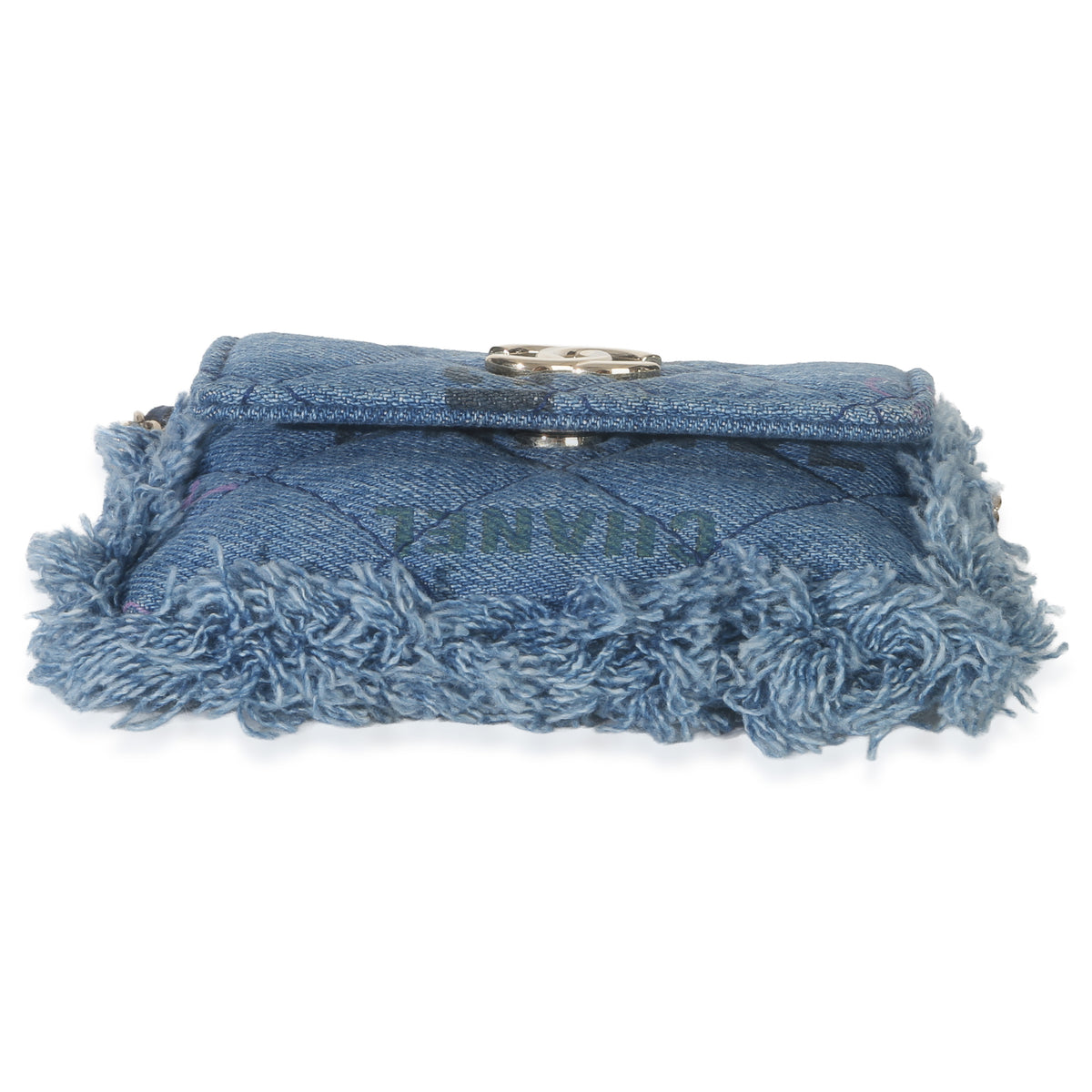 Chanel Blue Quilted Denim Denim Mood Clutch With Chain Handbag 5
