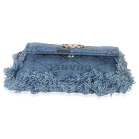 Chanel Blue Quilted Denim Denim Mood Clutch With Chain Handbag 5
