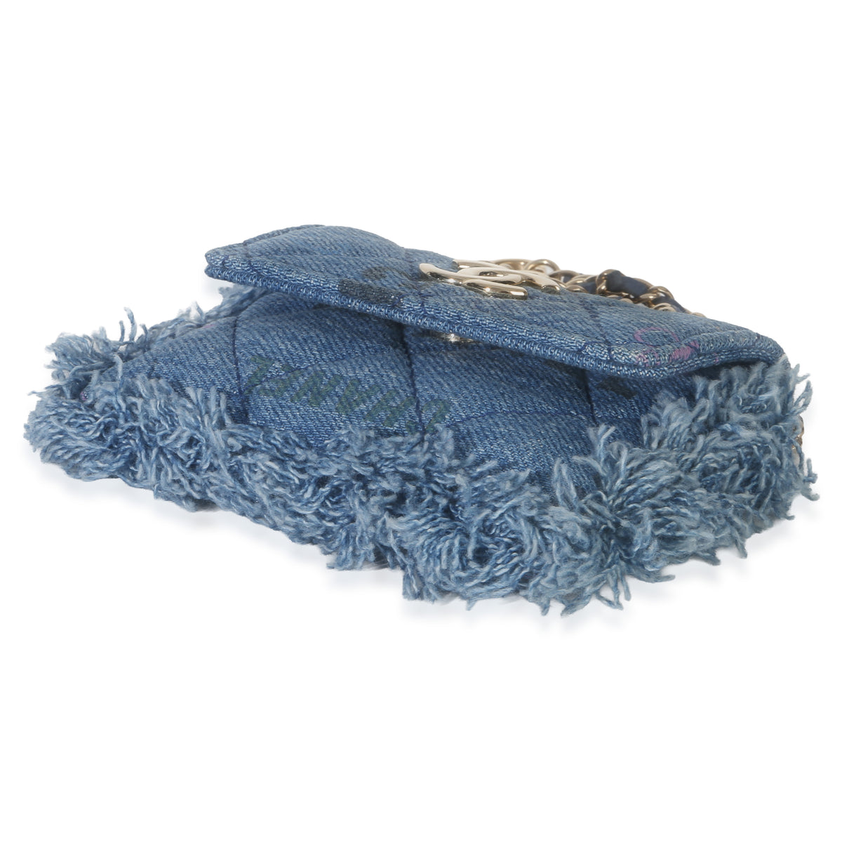 Chanel Blue Quilted Denim Denim Mood Clutch With Chain Handbag 6