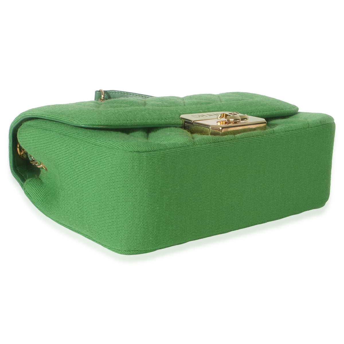 Chanel Green Quilted Jersey Chic With Me Mini Flap Bag Handbag 11