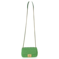 Chanel Green Quilted Jersey Chic With Me Mini Flap Bag Handbag 9