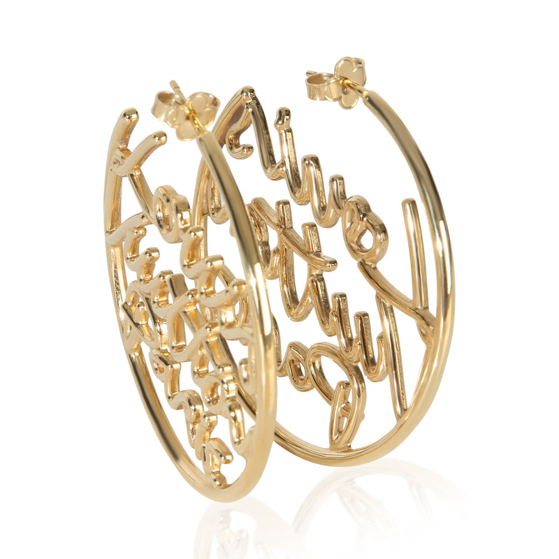 Louis Vuitton Gold Plated  Script Hoop Earrings fv