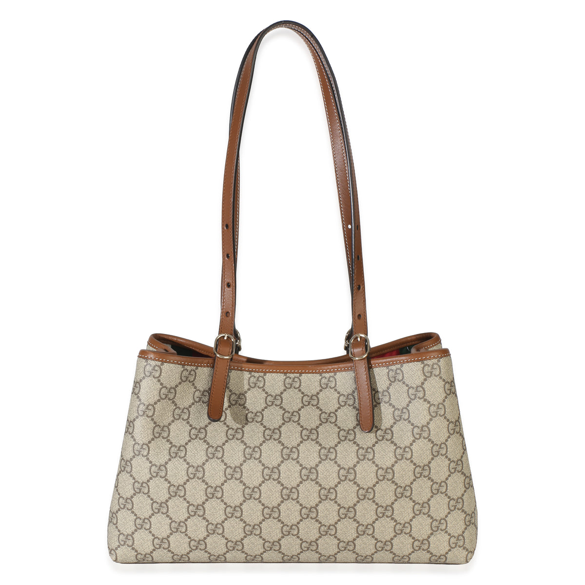 Gucci Beige Brown GG Supreme Canvas Emblem Medium Tote Handbag id