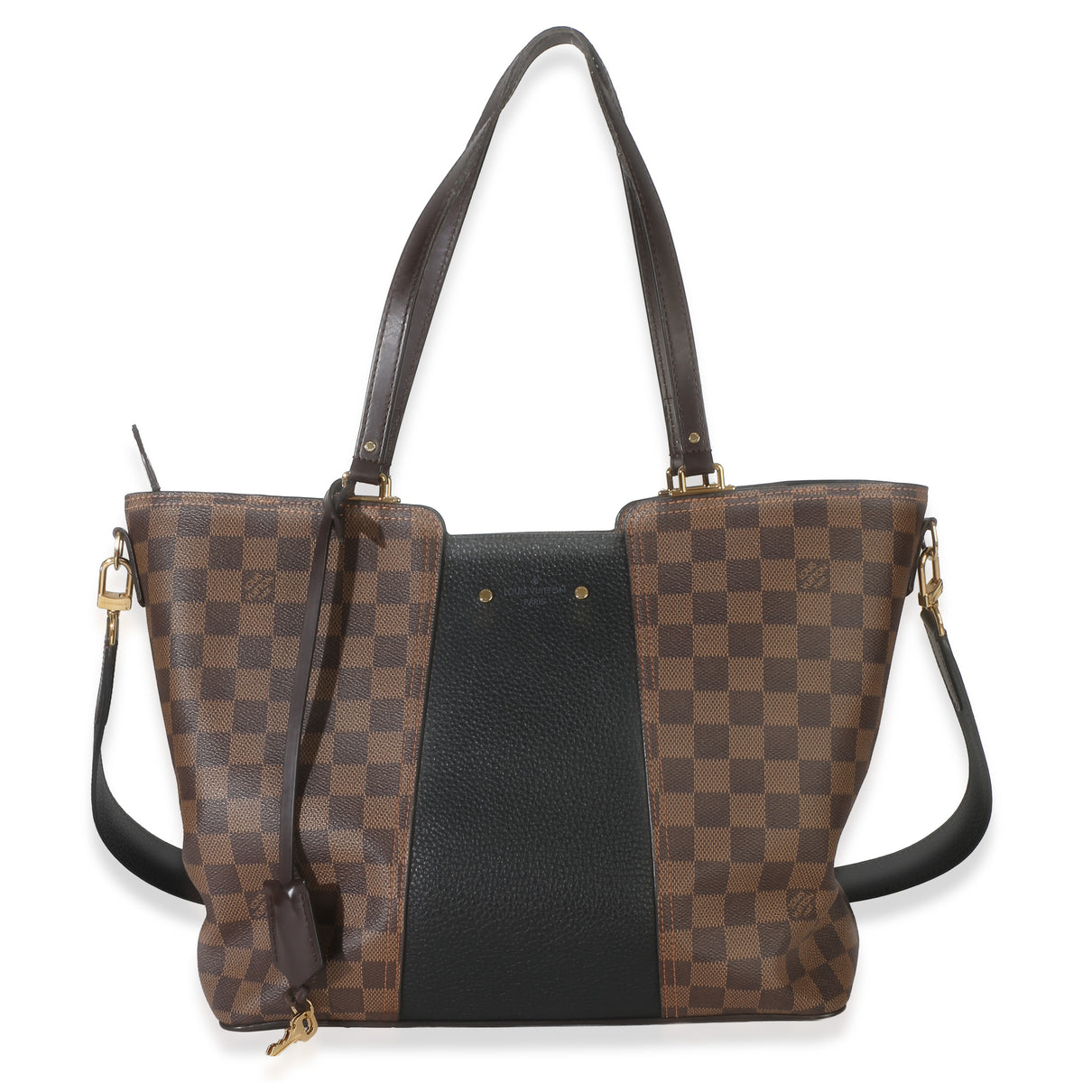 Louis Vuitton Canvas Damier Ebene Taurillon Jersey Tote Handbag fv
