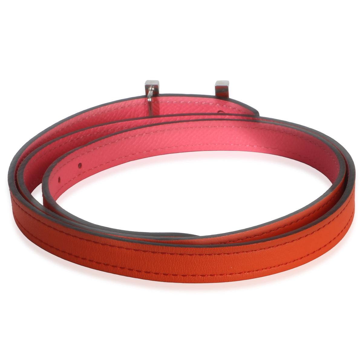 Hermès Rose Azalee Epsom Orange Poppy Swift Focus Belt PHW 80/32 3
