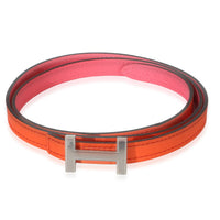 Hermès Rose Azalee Epsom Orange Poppy Swift Focus Belt PHW 80/32 fv