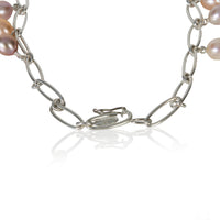 Tiffany & Co. Sterling Silver Pearl Elsa Peretti Oval Link Necklace 2