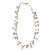 Tiffany & Co. Sterling Silver Pearl Elsa Peretti Oval Link Necklace 3