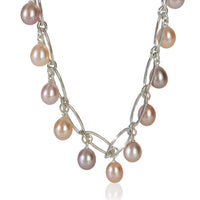 Tiffany & Co. Sterling Silver Pearl Elsa Peretti Oval Link Necklace fv