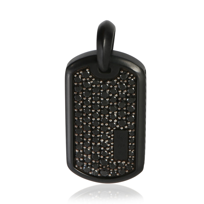 David Yurman Sterling Silver Diamond Dog Tag Pendant fv