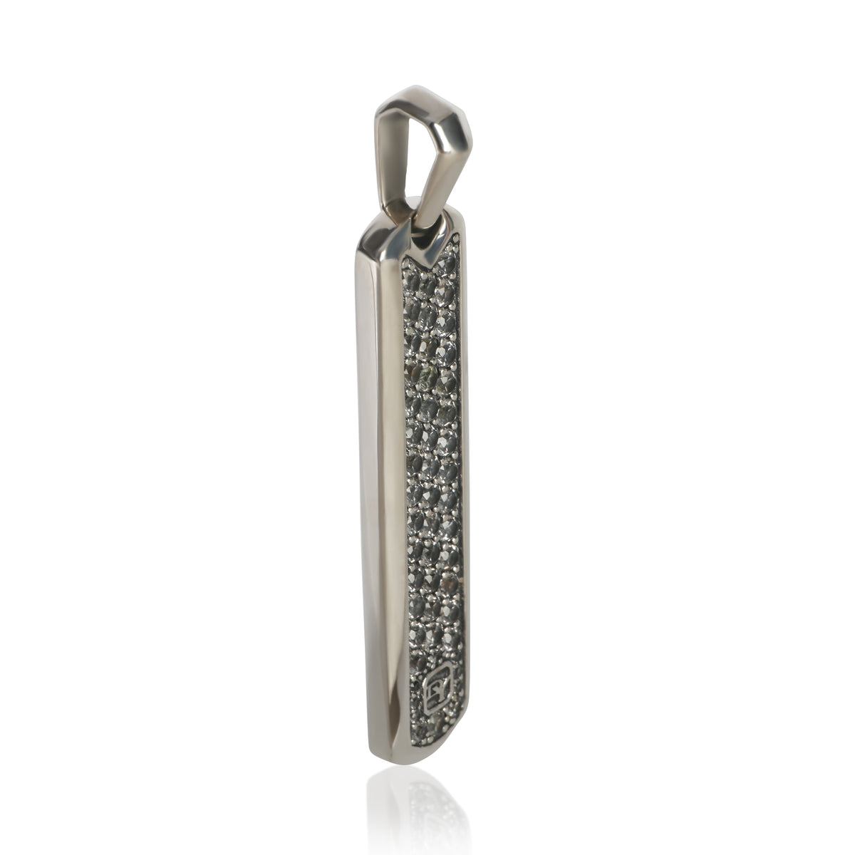 David Yurman Sterling Silver Sapphire Ingot Dog Tag Pendant 2